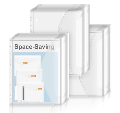 Agoer Dokumententasche A4 zum Abheften 24 Pack- Transparent A4 Dokumentenmappe mit 3-Position Druckknopf, Din A4 Mappe für Dokumente Organisieren, Dokumenten A4 Tasche für Schule, Büro von Agoer