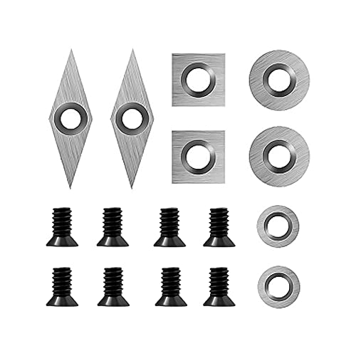 Hartmetall Wendeschneidplatten 8 Stück, CNC Hartmetall Einsatzschneider für Holz Drehmaschinen, Drechselzubehör Finisher-Werkzeug mit 8pcs M4 Schrauben von Agrdeed