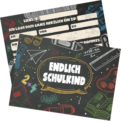 Einschulung Einladungskarten,36er Set Einladungen zum Schulanfang personalisiert mit Umschlägen Motiv Schwarz Einladung 14,8 x 10,5cm von Agrdeed