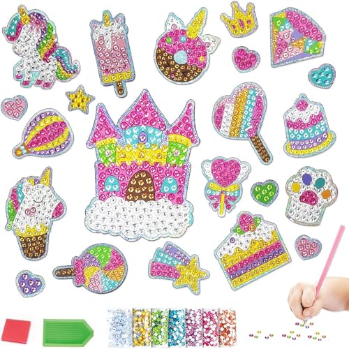 AhLmA 24 Stücke Einhorn Diamond Painting Bastelset Diamantmalerei Kinder Mini Klein Diamant Painting Bilder Kinder Diy Anfänger Diamant Malerei Aufkleber Geeignet Dekorieren Tassen(Einhornmodell) von AhLmA