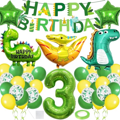 Dino Deko Kindergeburtstag 3 Jahre Kindergeburtstag Deko 3 Jahre Dino Party Folienballon Dino Geeignet für Dinosaurier Geburtstag Deko Party Deko Geburtstag von AhLmA