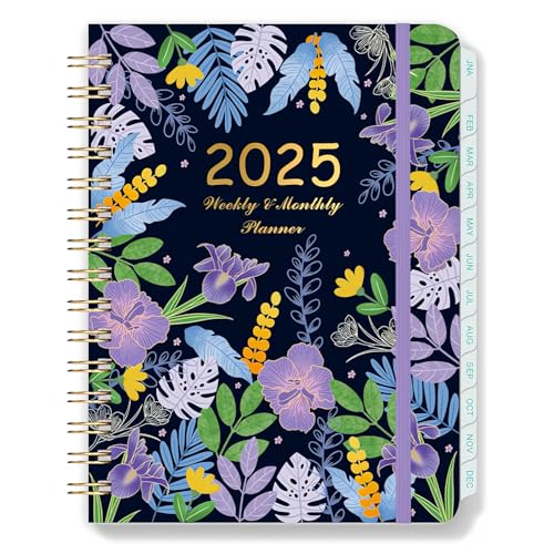 Kalender 2025 Buchkalender A5 Terminplaner 2025 Wochenübersicht Terminplaner 2025 Ringbuch 2025 Planner mit Innentasche und Gummiband, 21,5 x 15,5 cm von AhLmA