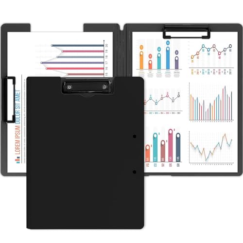 Klemmbrett Mappe A4 Plastik Ordner Folding Schulordner Auftragsmappe Board Kladde Geeignet für Schulen Geschäftsseminare Lehrkonferenzen Landschaftsskizzen und Andere Orte (Schwarz) von AhLmA