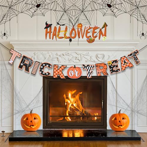 AhfuLife Halloween Party Dekorationen mit Happy Halloween Banner Halloween Bunting für Home Decoration, Halloween hängende Wirbel Dekorationen für Indoor Outdoor Party Supplies von AhfuLife