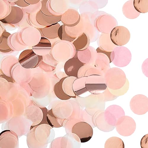 AhhiAboo 50g Buntes Rundes Konfetti - 1 Zoll Seidenpapier Konfetti Kreise Konfetti Sprinkles - Große Tabelle Konfetti für Valentine Geburtstag Hochzeit Party Dekoration Baby Dusche Dekoration (Rosa) von AhhiAboo