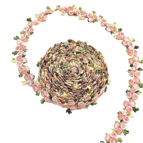 AhhiAboo Spitzenband, Rosen Stickerei, Spitzenborte, Rosa, 2x455cm, Blumen Deko für Tischdecke, Kostüme, Nähen, DIY von AhhiAboo