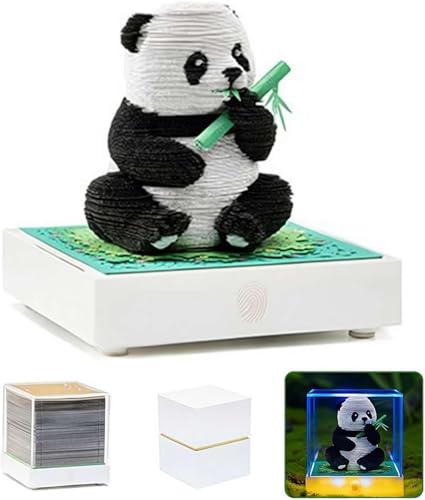 3D Notizblock mit Licht und Berührung, Panda 3D Art Sticky Notes zum Abreißen, Kreative Schreibtischunterlage für DIY Notizen, Geschenk für Schule, Zuhause, Büro (Haftnotizen mit Basis) von Ahhzyys