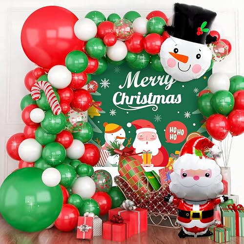 Weihnachtsballons, [56 Stück] luftballons weihnachten, Weihnachten Ballons Girlande, Bunt Frohe weihnachtsballons, Weihnachtsdeko luftballon, Schneemann, christmas balloons für Weihnachtsparty Deko von Ahigh