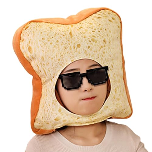 Ahuuen Lustiger Plüschhut, Brothut | Scheibe Brot Kostüm Maskerade Cosplay Kopfbedeckung - 35 cm Plüsch-Toast-Requisiten für warme Speisen, Abschlussball-Requisiten, neuartiger Performance-Hut für von Ahuuen