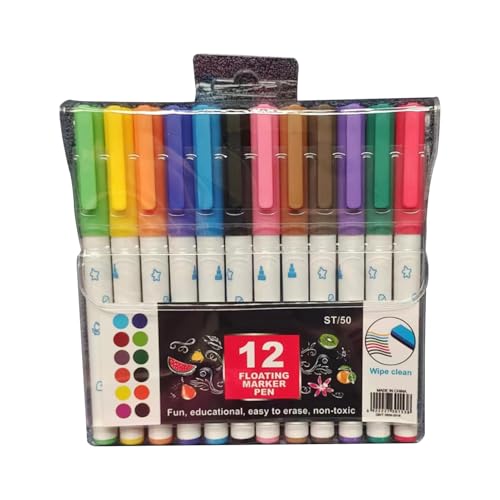 Ahuuen Wasserfarbenmarker, Wasserfarbenstifte,12X wasserbasierte Malstifte für Kinder Whiteboard-Marker | Nicht reizende Zeichenstifte, auslaufsichere, schnell trocknende Kunststifte für Tafel, Glas von Ahuuen