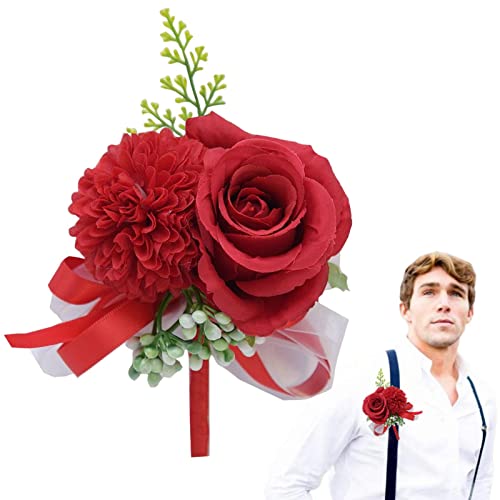 Boutonniere | Boutonniere Hochzeit | Boutonniere Abschlussball Künstliche | Knopfloch Blumen | Ansteckblume Bräutigam | Für Herren Braut Frauen | Für Prom Bankett Blumen von Ahuuen