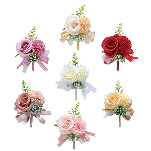 Boutonniere Rose | Boutonniere Hochzeit Rose | Boutonniere Abschlussball Künstliche | Knopfloch Blumen | Ansteckblume Bräutigam | Für Herren Braut Frauen | Für Prom Bankett Blumen von Ahuuen