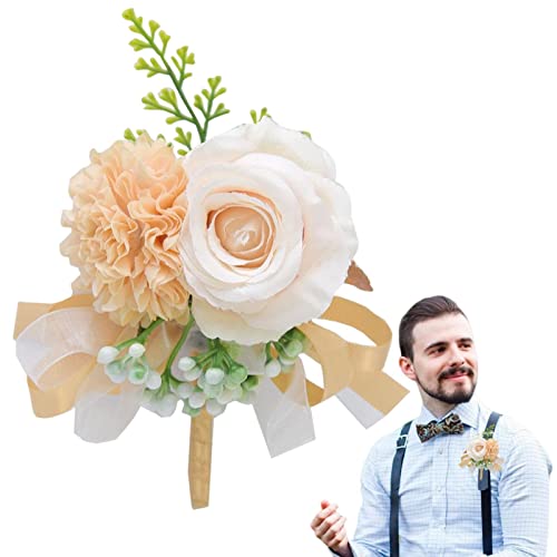 Boutonniere | Boutonniere Hochzeit | Boutonniere Abschlussball Künstliche | Knopfloch Blumen | Ansteckblume Bräutigam | Für Herren Braut Frauen | Für Prom Bankett Blumen von Ahuuen