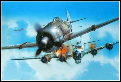 Bomber Fighter Militär Flugzeug DIY Diamond Painting Kits für Erwachsene, 5D Full Round Drill Diamond Painting Kit Stickerei Kunst Home Decor von AiEiIiOiUi