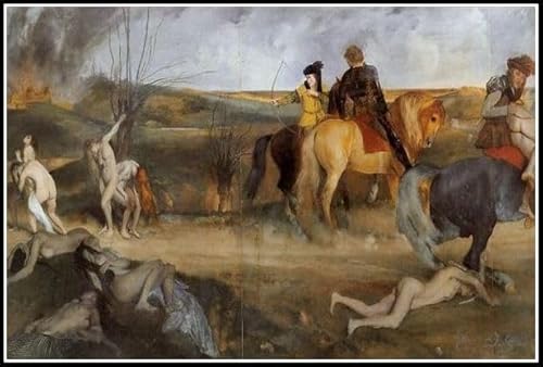 Malen nach Zahlen für Erwachsene und Anfänger, Malen nach Zahlen, Szene des Krieges im Mittelalter, Malen von Edgar Degas, Acryl, einfaches Malen nach Zahlen für Erwachsene und Anfänger, 40,6 x 50,8 von AiEiIiOiUi