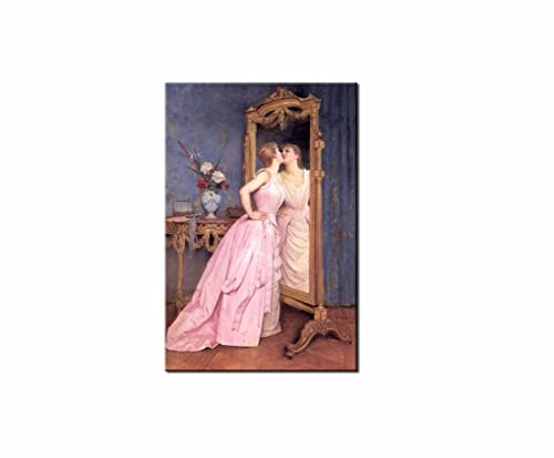 AiLai Auguste Toulmouche-Vanity 1890 Leinwand Wandkunst Poster Home Decor(80x124cm 31"x49",Ungerahmt) von AiLai