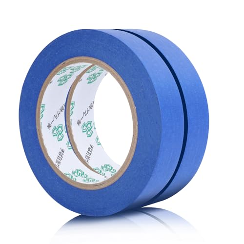 AiQInu 2 Rollen Malerkrepp Blau, Universal Kreppband Malerband, Abklebeband Maler, Klebeband für Malerarbeiten und Renovierungen, Masking Tape Blau, 24mm x 50m von AiQInu