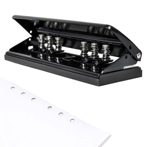 6 Fach Locher: 6-Loch Desktop Punch, Verstellbar Abstände Büro Binder Puncher, 6-Loch-Locher aus Metall Binder Locher für A3 A4 A5 B3 B4 B5, 6 Blatt Stanzkapazität, Schwarz - 5.5 mm Lochdurchmesser von Aibelity