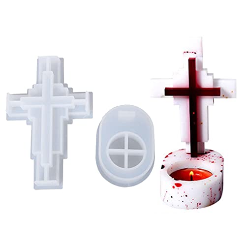 Aibyks 5 Kreuz Kerzenhalter Silikonformen | Gruselige Gießform aus Harz zur Herstellung von Kerzenhaltern - Scary Tabletop Craft Decor für Home Ornament Favor von Aibyks