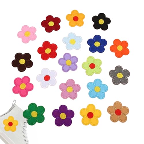 Aibyks Blumen-Stickerei-Patches, Blumen-Aufnäher zum Aufbügeln,20 Stück bestickte Sonnenblumen-Abzeichen zum Aufbügeln - Kleine, bunte Aufnäher zum Aufnähen für -Bastelarbeiten, von Aibyks