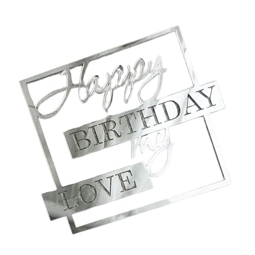 Aibyks Cake Topper,Happy Birthday My Love Cake Topper | My Love Geburtstagsparty-Kuchendekorationszubehör | Acryl-Topper „Happy Birthday“, elegant, für - und Jubiläumszubehör von Aibyks