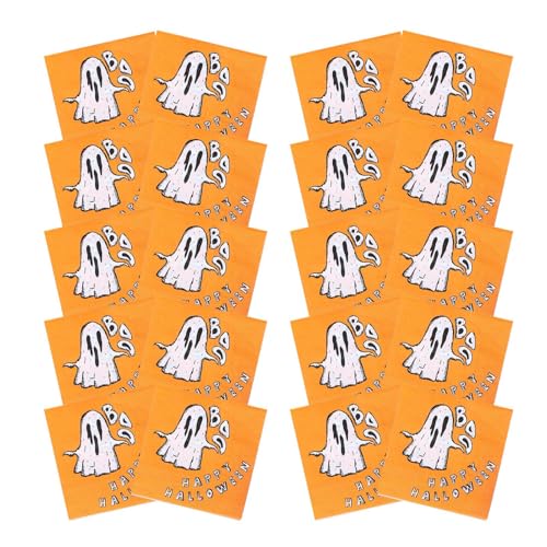 Aibyks Halloween-Servietten,Halloween-Papierservietten,Halloween-Dekorationspapierhandtücher | Halloween-Servietten-Partydekorationen, bedruckte Servietten mit Halloween-Boo-Geistermotiv für von Aibyks