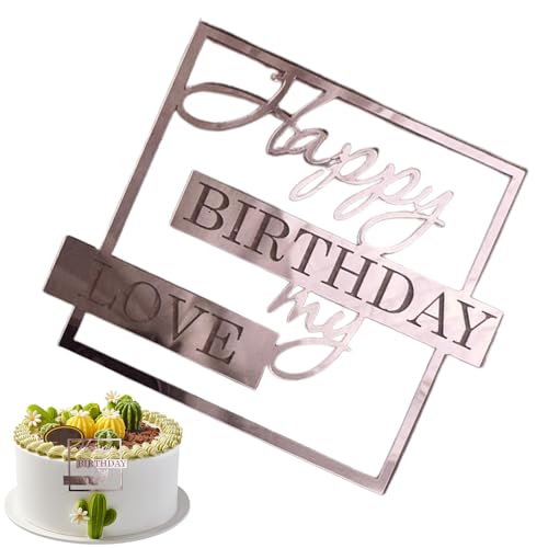 Aibyks Happy Birthday My Love Cake Topper,Geburtstagstorte Topper - Neuheit Einzigartiger Kucheneinsatz, Kuchendekoration, Liebhaber-Geburtstags-Kuchenaufsatz, Acryl, elegante von Aibyks