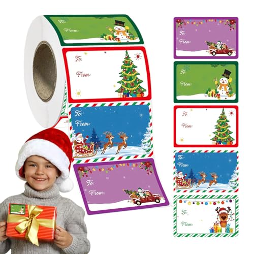 Aibyks Weihnachtsgeschenkanhänger, Weihnachts-Namensschilder - 400X Weihnachtsgeschenkanhänger-Aufkleber | Selbstklebende Bastelpapier-Aufkleber, Etiketten, 7,5 x 5 cm, für Festival, von Aibyks