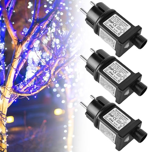 3 Stück LED Netzteil, 6W 31V Netzteil Adapter mit Speicherfunktion und Timer 8 Modi LED Transformator Treiber IP44 Stecker Ersatz-Adapter Niederspannungs LED-Adapter für Weihnachtslicht Lichterkette von Aicharynic