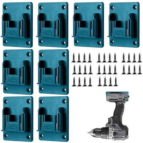 Aicharynic 8 Stück Wandhalterung Werkzeughalter für 18v /14.4V Elektrowerkzeug Maschinenhalter Bohrwerkzeuge Halterung, Maschinenhalterung , Wandhalterung Werkzeugaufbewahrung mit 32 Schrauben(Blau) von Aicharynic