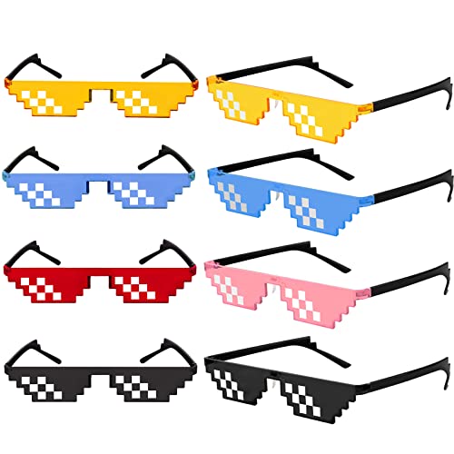 Aicharynic Pixel Sonnenbrille, Farben Partybrille Mosaik Brille, Thug Life Brille MLG Shades Farben Party Brille Lustige Brillen für Fasching, Musikfestivals, Party, Bar von Aicharynic