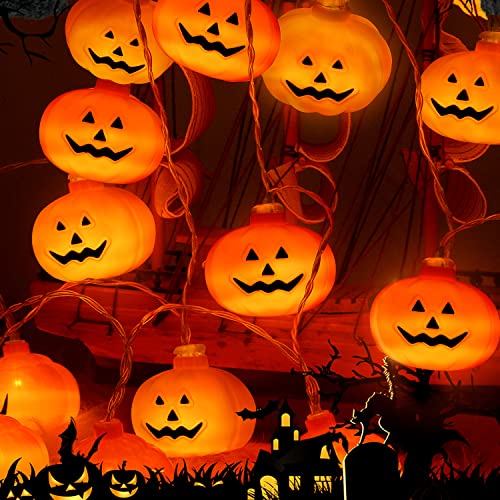 Halloween Lichterkette, 6M 40 LED Kürbis Lichterkette für Halloween, LED Halloween Deko Lichterkette Batterie Wasserdicht für Außen Weihnachten Halloween Party Park Garten Fest (40LEDKürbis) von Aicharynic