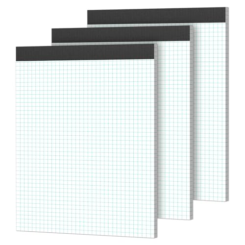 Notizblock Kariert A4 Notizblöcke, 3 Stück Millimeterpapier Block Notizzettel 21,6 x 30 cm Graphikblöcke Schreibblock 4x4 Kariert 70g/m² Rasterpapier Notizblock für Schule Papier Büro - 30 Blatt/Block von Aidunmis