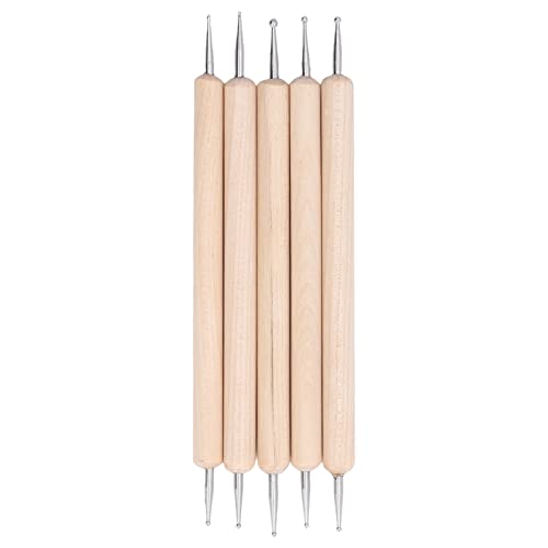 Gravierstift-Set Punktierung Werkzeug Set 5-teilig Doppelende Punktierstift Buche Edelstahl Einzugsstifte zum Malen Gravieren Schnitzen Vergolden Punktieren von Ailao