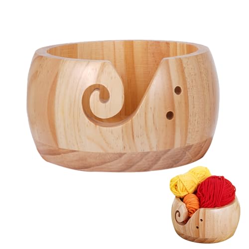 Garnschale für Wolle, Garnhalter Holz Strickschale 15x8cm, Wollschale Garnschale Holz, Crochet Yarn Bowl Verhindert Verheddern, Garnhalter Wolle Holzgarnschüsseln zum Häkeln für Strick Häkelprojekte von Ailelan