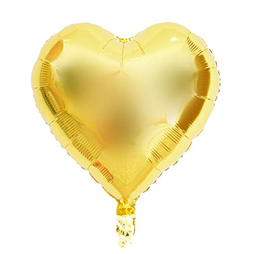 10 Stück 10 Herz Aluminium Folien Luftballons Hochzeit Geburtstags Dekor für Party Atmosphäre (Gold) von Ailgely