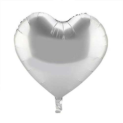 10 Stück 10 Herz Aluminium Folien Luftballons Hochzeit Geburtstags Dekor für Party Atmosphäre (Silber) von Ailgely