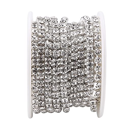 Kristall Strass Kette DIY Mode Close Cup Kette Bekleidung Schönheit Zubehör Für Hochzeit Party (Silber) von Ailgely