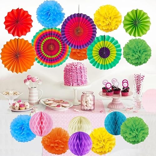 Aililong 20 Stück Pompons Deko Set, Hochwertige Papier-Blumenpuscheln Party Dekoration Faschingsdeko für Geburtstage, Partys, Karneval & Festivals. von Aililong