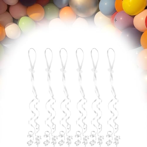 Aililong 50 Stück Luftballonband: ballonverschlüsse Helium mit Schnur, weiße ballonverschlüsse für Hochzeitsfeier/Geburtstag/Party, wiederverwendbare ballonband für Luftballon Girlande. von Aililong