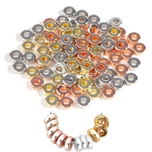 Aililong 800 Stück Flache Perlen für Armbänder, 6mm Mischfarbe Metallperlen, Beads & Zubehör für DIY Schmuck herstellung von Aililong