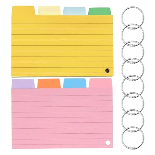 Aililong Karteikarten 400 Stück - Lernkarten, Moderationskarten, Vokabelkarten, bunt, mit Ring, für Büro Schule Zuhause - 8 Farben, 12,7x8,9cm, liniert. von Aililong