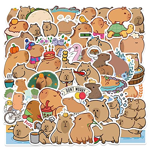 Capybara-Aufkleber, 100 Stück Capybara Aufkleber, Wasserdichte Cartoon Tier Aufkleber, Niedliche Capybara Aufkleber, Für Laptop, Gitarre, Fahrrad, Skateboard, Gepäck, Geschenk Für Kinder, 4-7 Cm von Ailopta