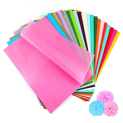 Ailvor Seidenpapier, 400 Blatt Tissue Paper Rosa, Bunt Bastelpapier zum Kreieren von Pompoms, Papierblumen, Basteln Dekorieren (20 Farben) von Ailvor