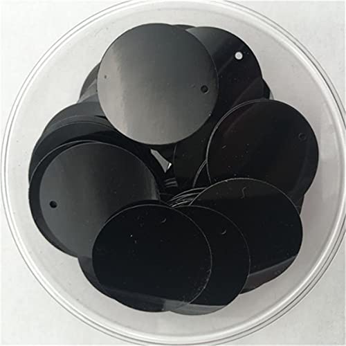 10 mm, 15 mm, 20 mm, 25 mm, 30 mm, PVC, flach, rund, lose Pailletten, Pailletten, zum Nähen von Hochzeits-Bastelzubehör mit 1 Seitenloch, Schwarz, 20 mm, 96 Stück, 10 g von Aimanter