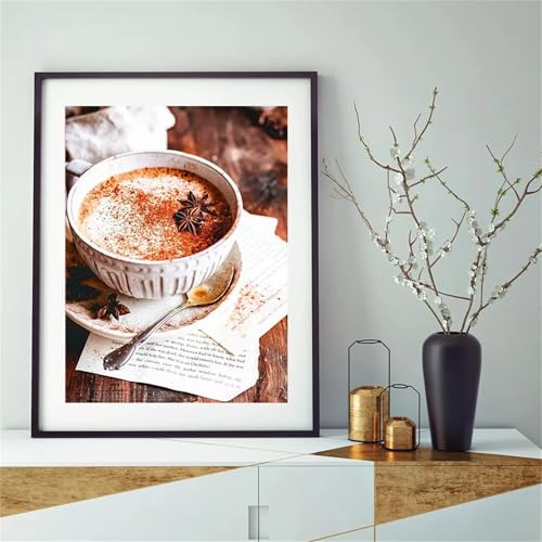 5D Diamond Painting Erwachsene,Weiße Tasse Diamant Painting Bilder Set DIY Vollbohrer Runden Diamant Cross Stickerei Malerei Kits für Home Wanddekoration - 70x90cm von Aimaor