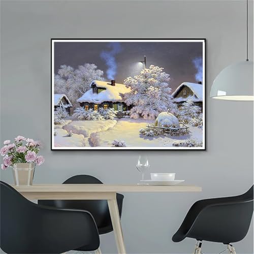 5D Diamond Painting Erwachsene,Winterlandschaft Diamant Painting Bilder Set DIY Vollbohrer Runden Diamant Cross Stickerei Malerei Kits für Home Wanddekoration - 40x60cm von Aimaor