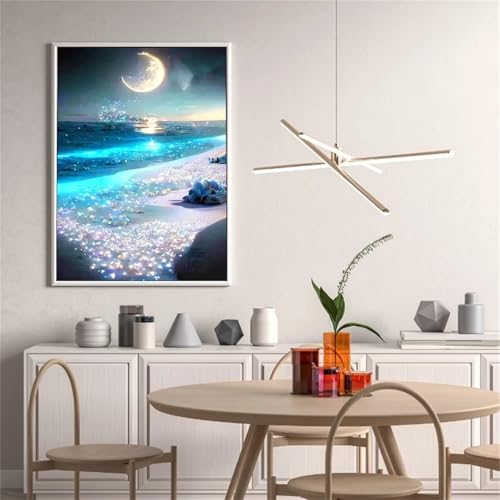 5D Diamond Painting Erwachsene,Wunderschöner Strand Diamant Painting Bilder Set DIY Vollbohrer Runden Diamant Cross Stickerei Malerei Kits für Home Wanddekoration - 60x80cm von Aimaor