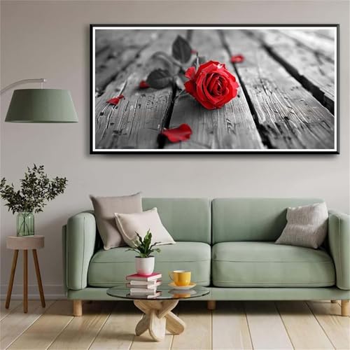 5D Diamond Painting Set für Erwachsene,Die Rose Diamant Art DIY Full Round Drill Kunst Malerei Stickerei Set Kreuzstich Bilder,für Home Wand Dekor - 40x80cm von Aimaor