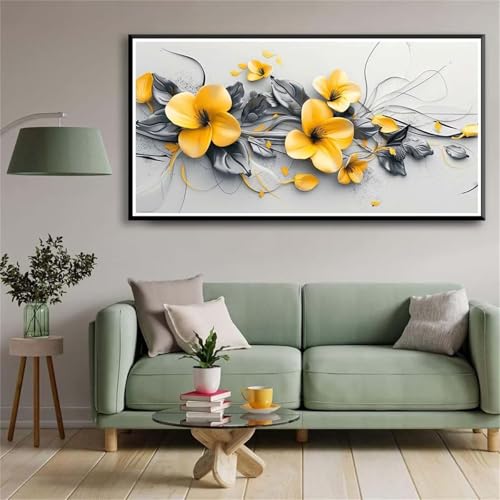 5D Diamond Painting Set für Erwachsene,Gelbe Blumen Diamant Art DIY Full Round Drill Kunst Malerei Stickerei Set Kreuzstich Bilder,für Home Wand Dekor - 60x120cm von Aimaor